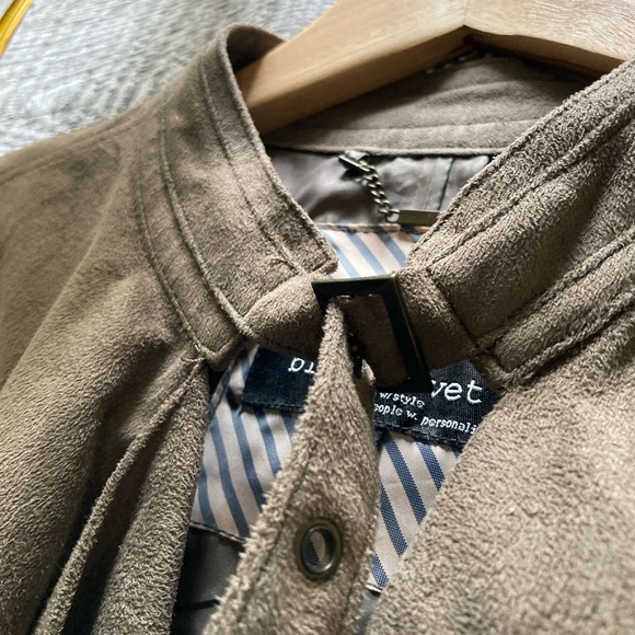 Black Rivet | Faux Suede Waterfall Jacket - M, Tan/Striped - Picture 5 of 10
